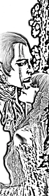 Free colorable bookmarks of a vampire couple kissing